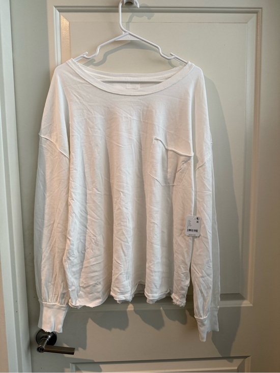 Free People Tops - Free People Long Sleeve White Pocket Tee